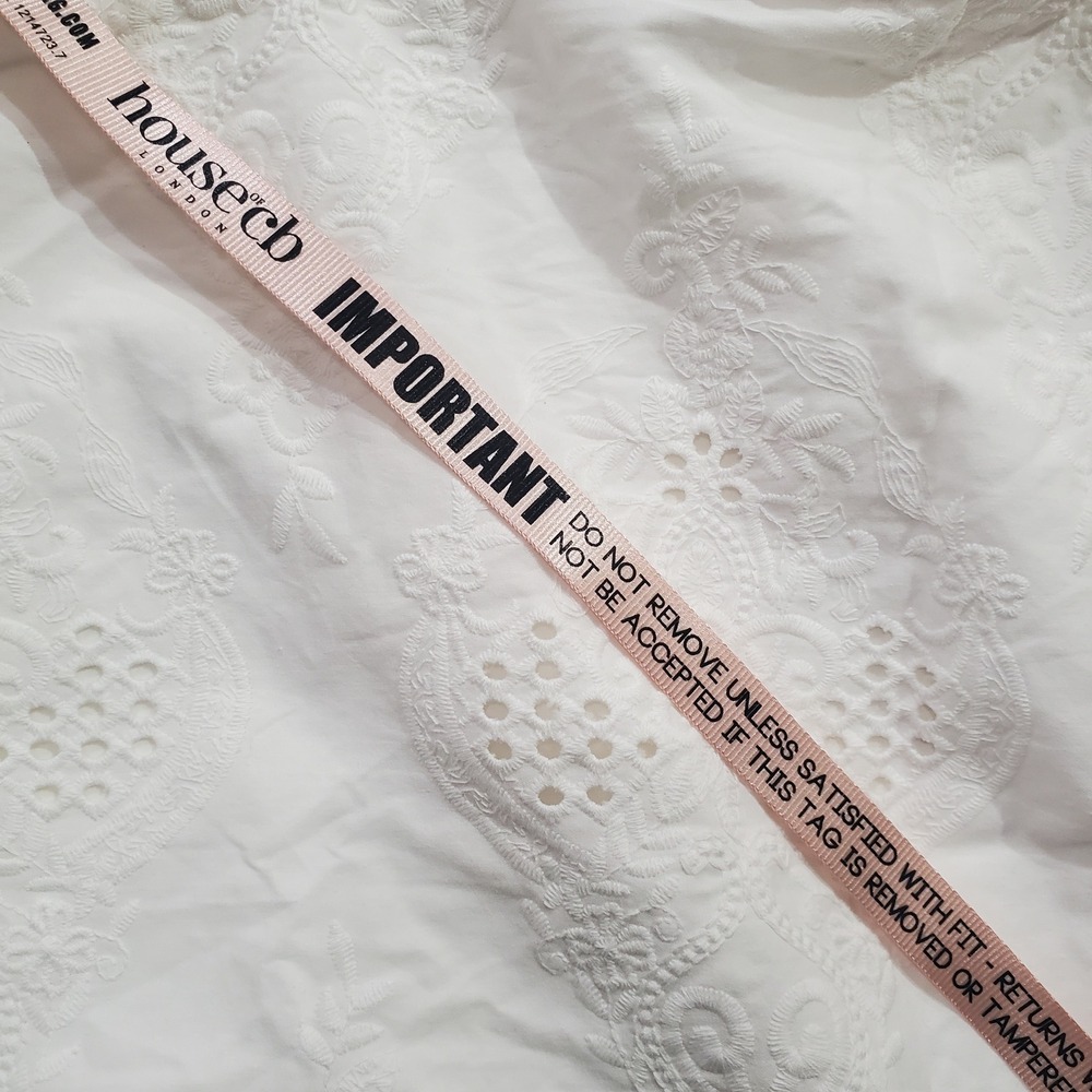 House of CB London White Eyelet Cotton Maxi Skirt Scalloped Lace Size M Boho - Picture 7 of 14